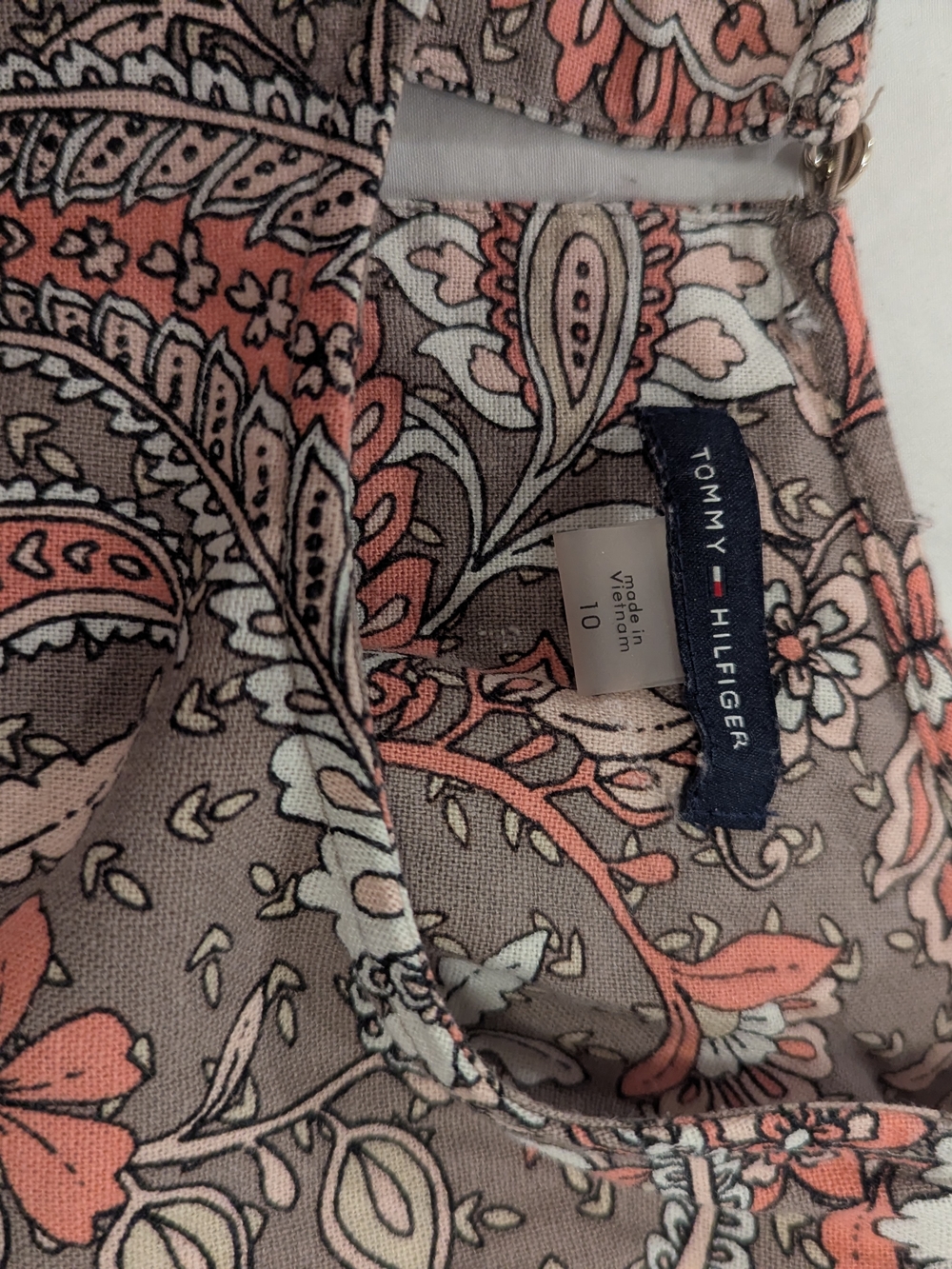 Tommy Hilfiger Taupe and Coral Paisley Mini Dress - Picture 3 of 3
